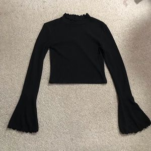 Ruffled Bell Sleeve Turtle Neck